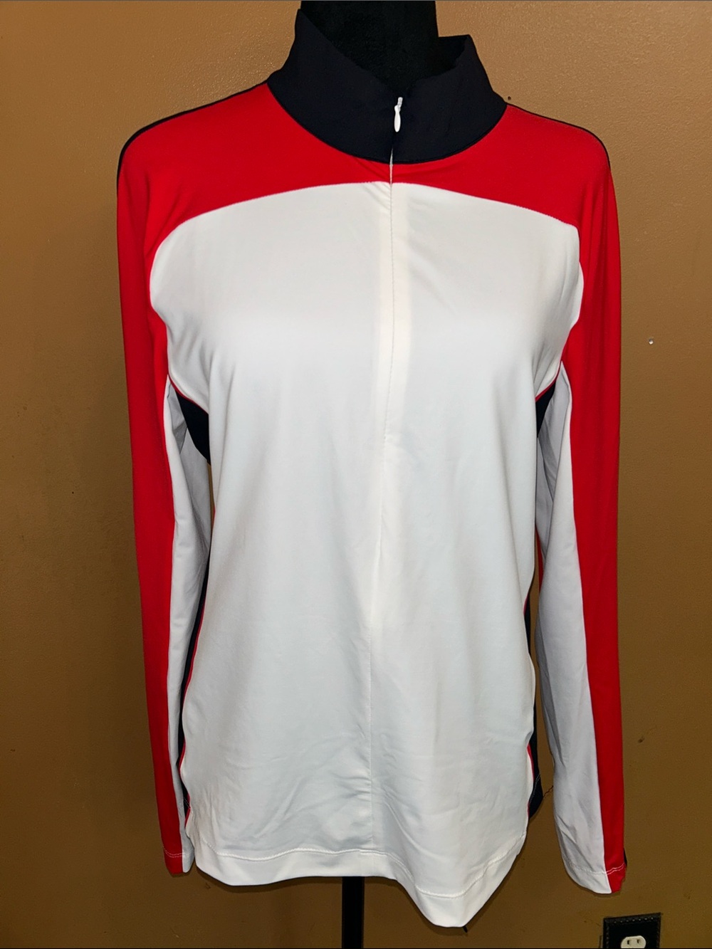 Kinona Red, White & Black Long-Sleeve Athletic Top